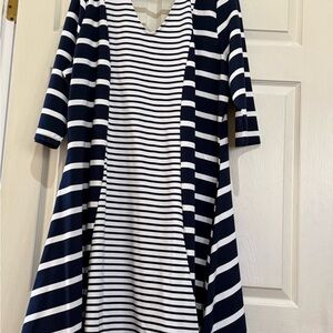 Navy White Striped Dress Size 20 Plus Size Colorblock A-Line